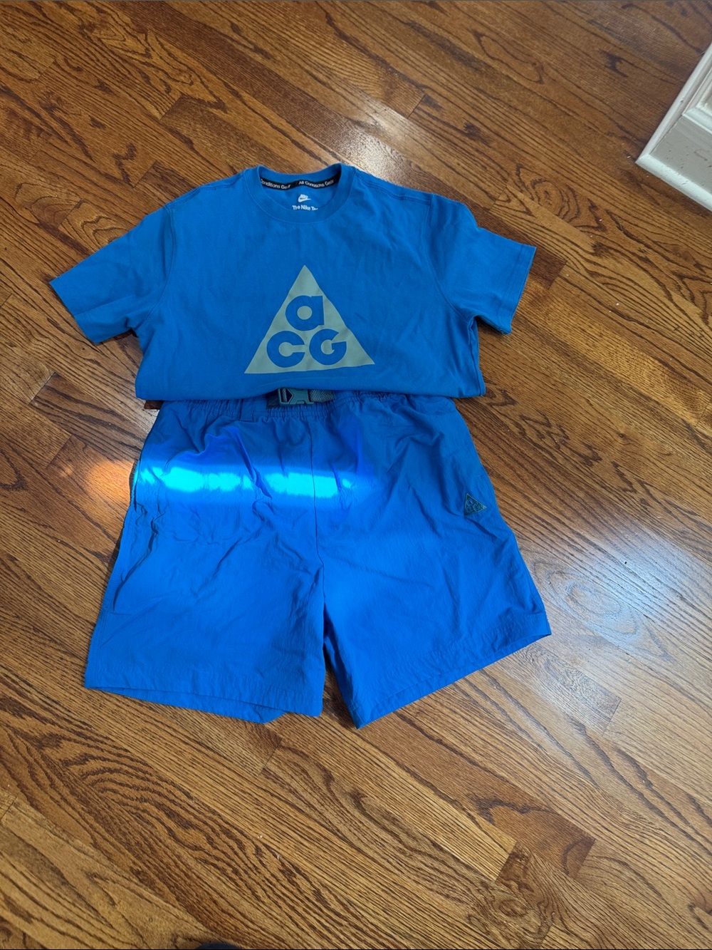 Nike ACG Bright Blue Tee and Shorts Set with Triangle Logo